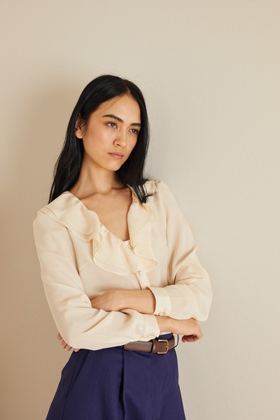Silk ruffles shirt
