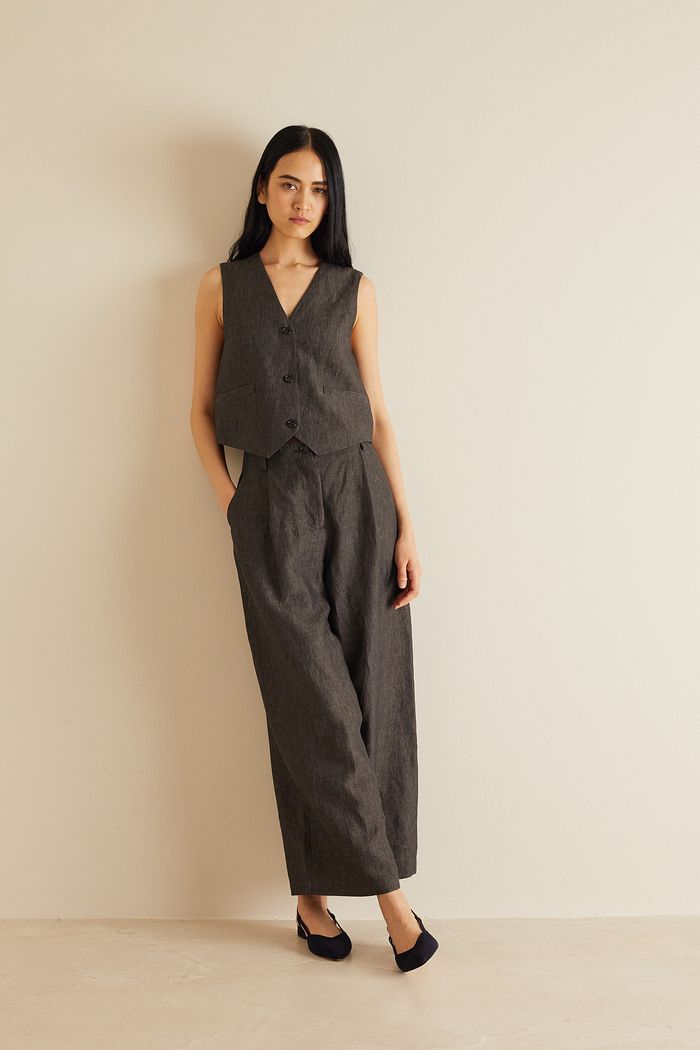 Pantaloni in lino con pinces - Abbigliamento donna made in italy