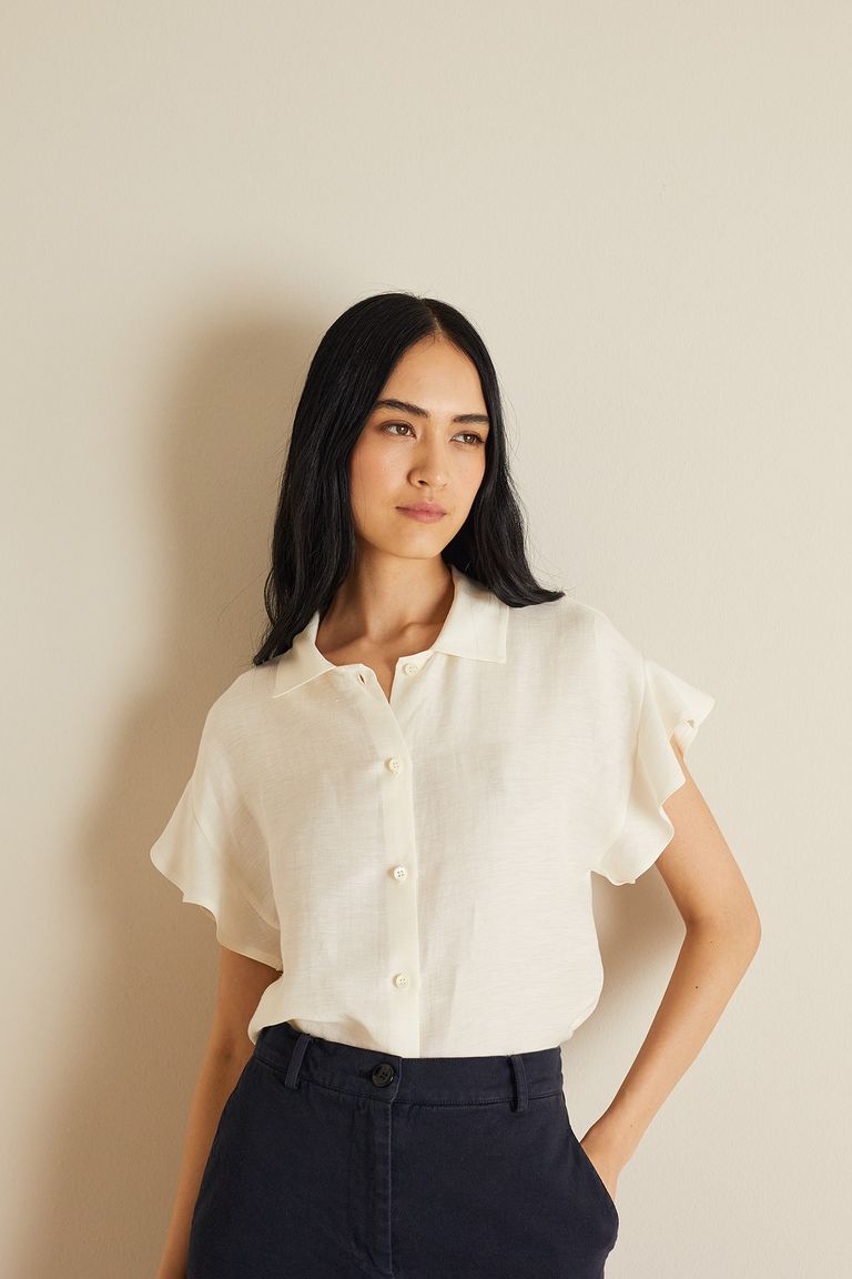 Women's ruffle clearance sleeve shirt