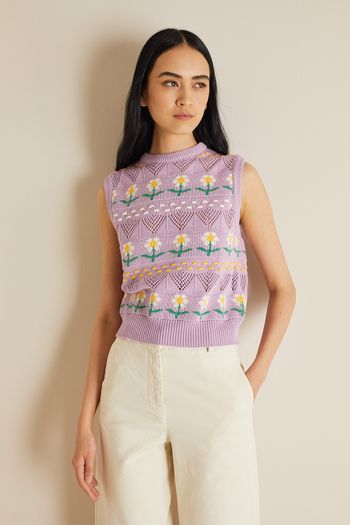 Daisies openwork knit vest