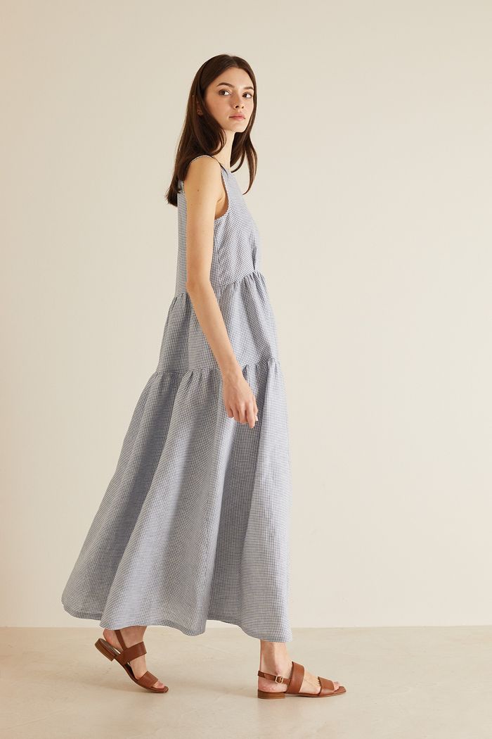Tiered linen dress - Women's Clothing Online Made in Italy
