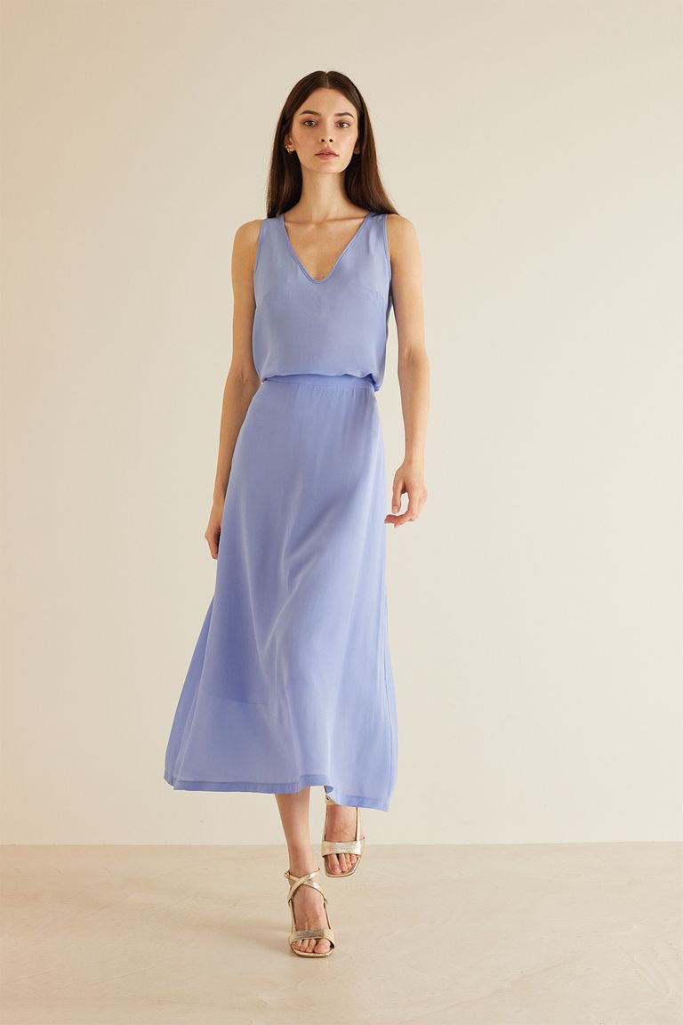 Celeyst v neck outlet georgette midi dress