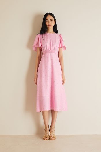 Fil coupé dress with  bell sleeves