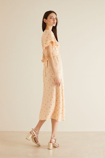 Fil coupé dress with  bell sleeves
