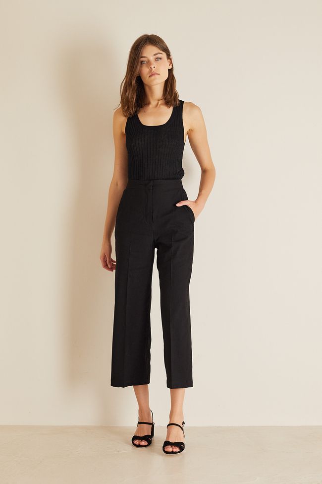 Linen blend stretch trousers Women's Clothing Online Made in Italy