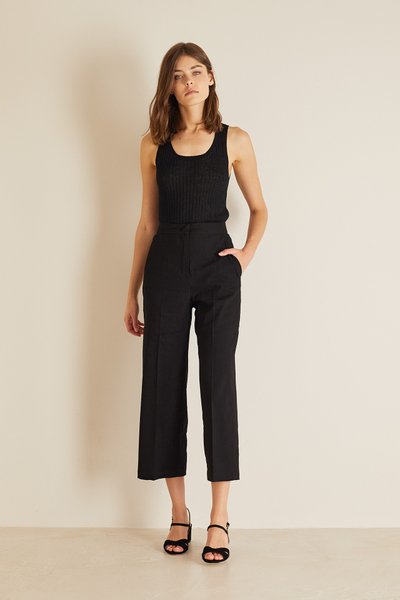 Linen blend stretch trousers