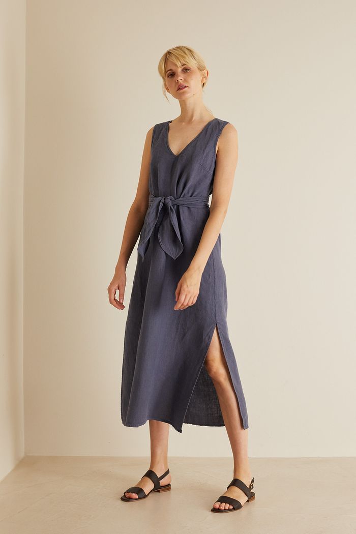 Knotted linen dress - Women's Clothing Online Made in Italy