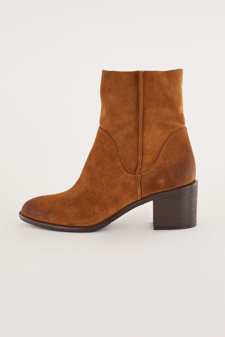 Suede ankle boots with block heel