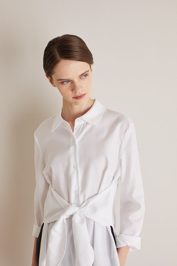 Knotted Oxford cotton shirt