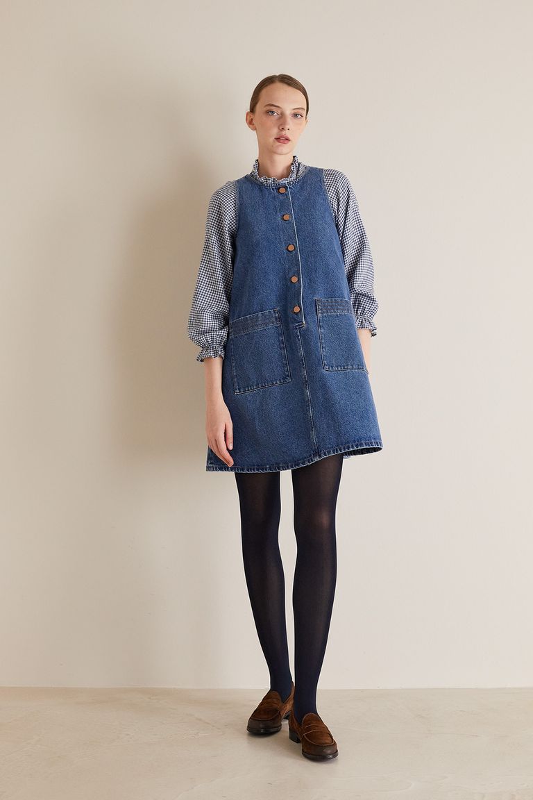 Hifzael Denim Pinafore Dress for Women Button Strap Overalls Jumper  Suspender Dress A-Line Mid Long Pinafore : Clothing, Shoes & Jewelry -  Amazon.com