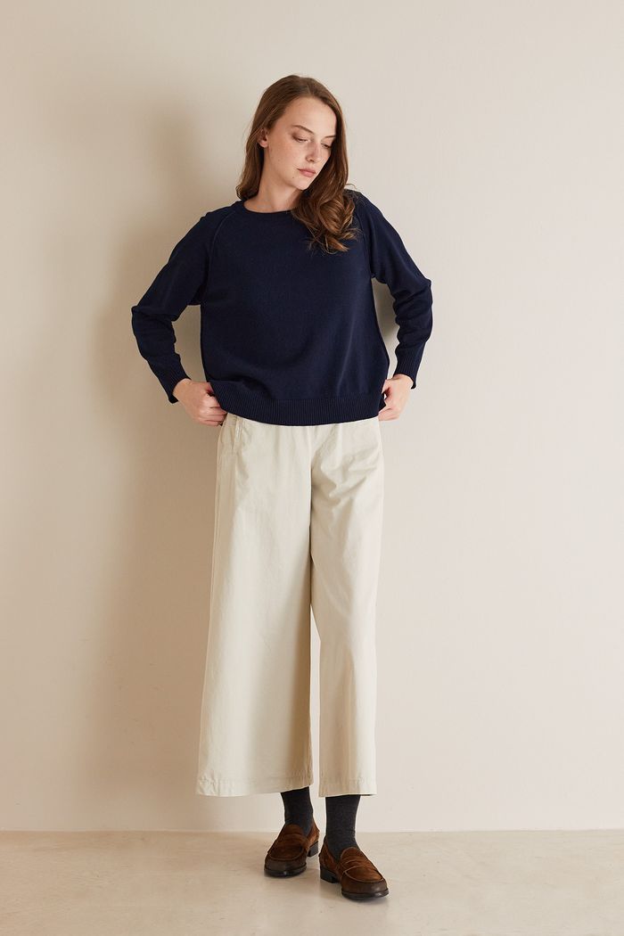 Cotton poplin wide-leg trousers - Women's Clothing Online Made in Italy