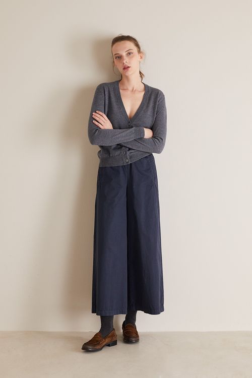 Pantaloni ampi in popeline di cotone