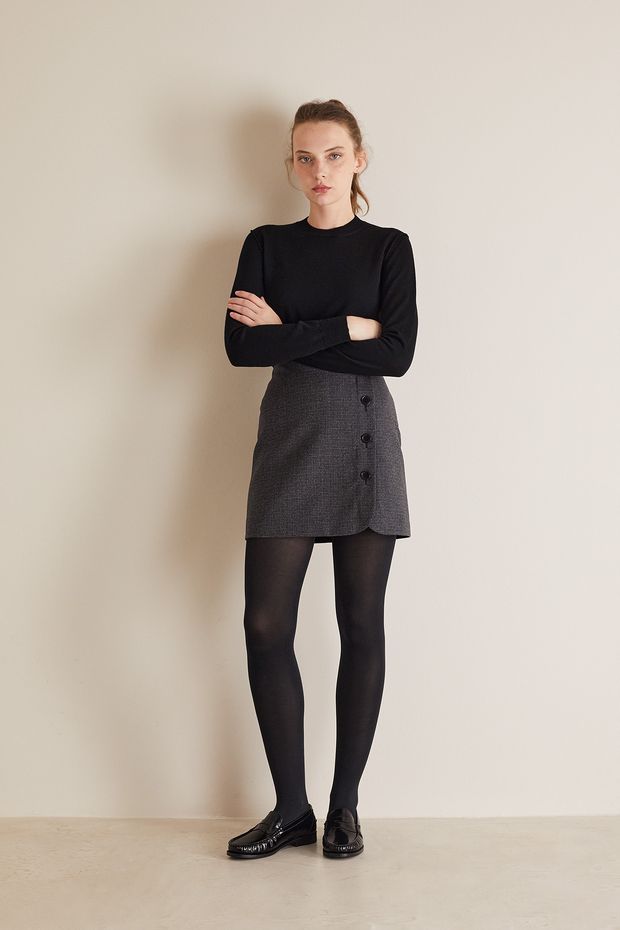 Wrap miniskirt with side buttoning