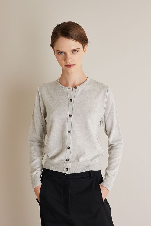 Cardigan sottile in lana pettinata