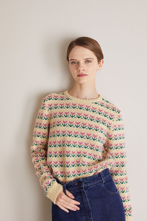 Girocollo tulipani jacquard