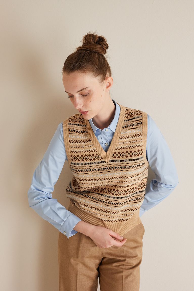 Wool jacquard vest - Women's Clothing Online Made in Italy