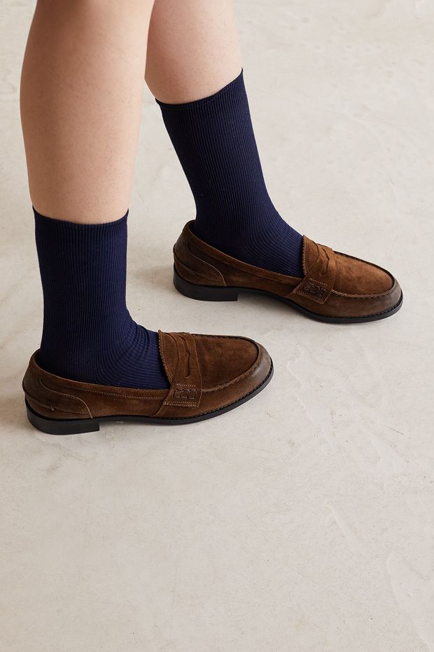 Penny loafers with rubber sole