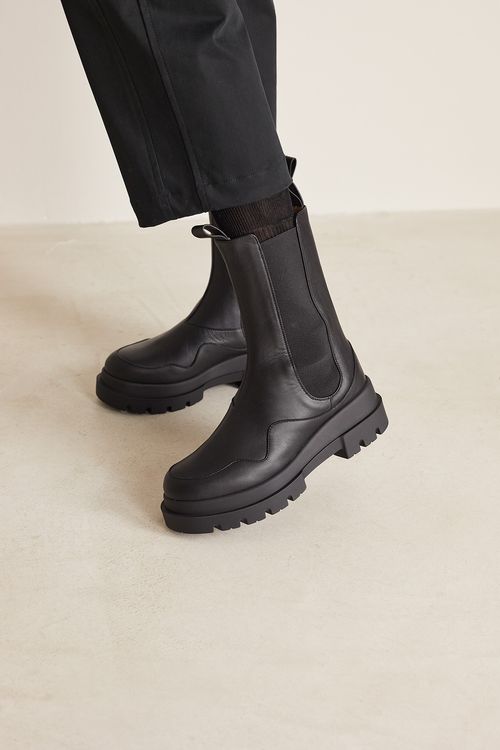 Leather lug boots