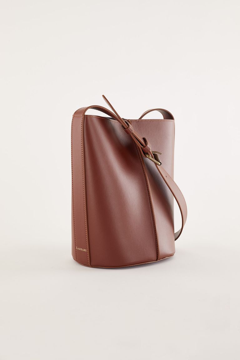 Leather bucket online tote