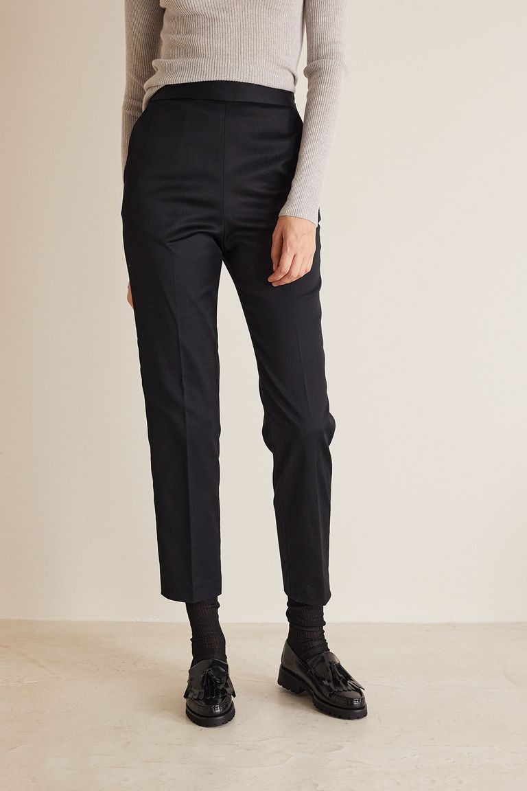 Velvety cotton boyfriend trousers - Women's Clothing Online Made in Italy