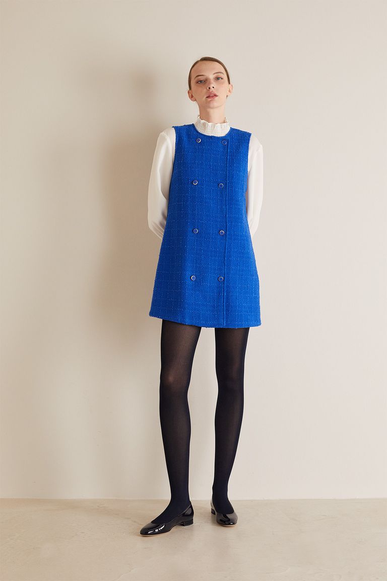 Double breasted wool pinafore dress Women s Clothing Online Made in Italy