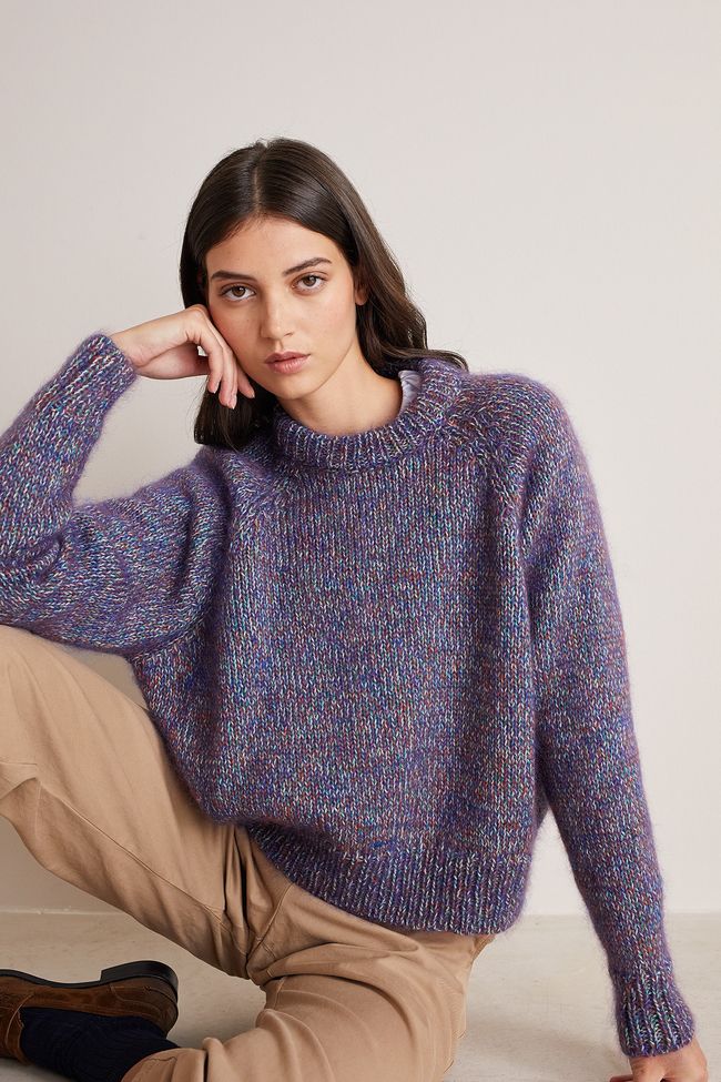 Girocollo in seta e mohair con maniche Raglan