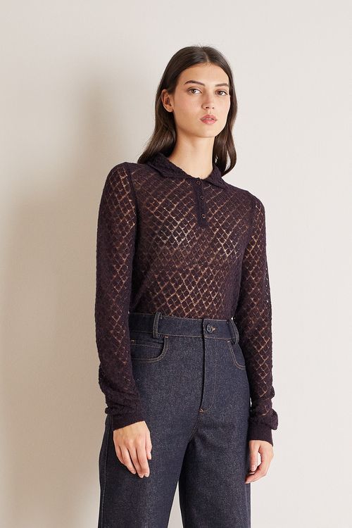 Polo traforata in alpaca