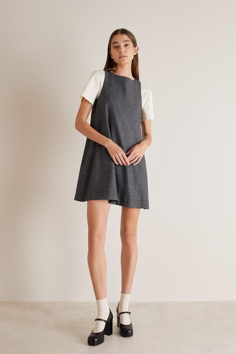 A line silk and wool pinafore dress Women s Clothing Online Made