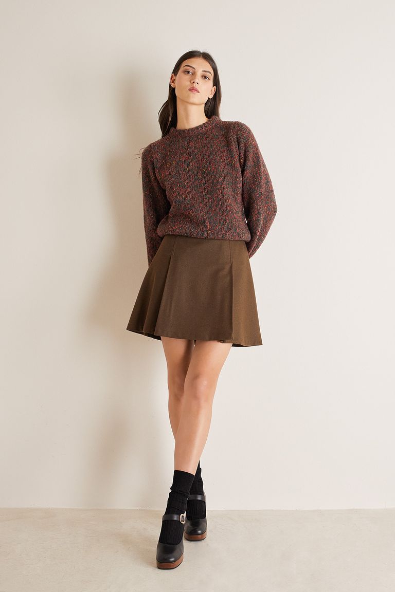 Pleated mini 2025 wool skirt