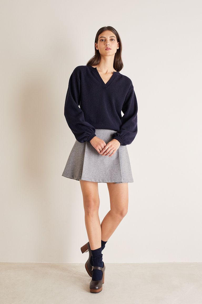 Grey skirt hotsell with blue top