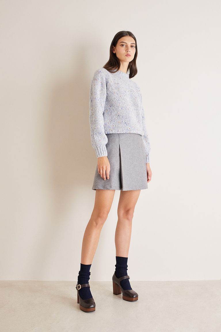 Grey pleated wool outlet skirt