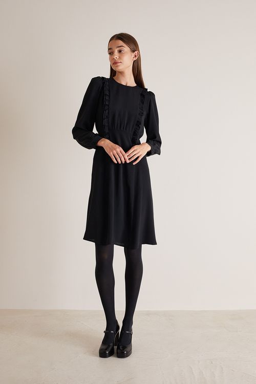 Silk blend dress with ruffles