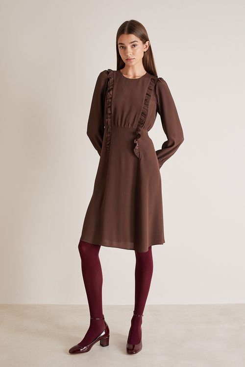Silk blend dress with ruffles