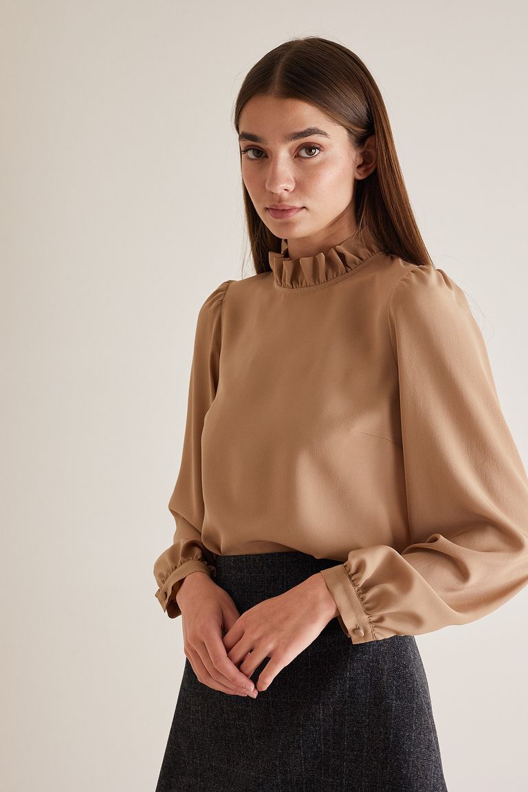 Silk turtleneck clearance blouse