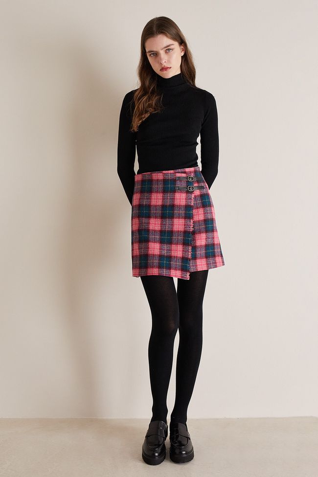 Tartan skirt with buckles - Women's Clothing Online Made in Italy