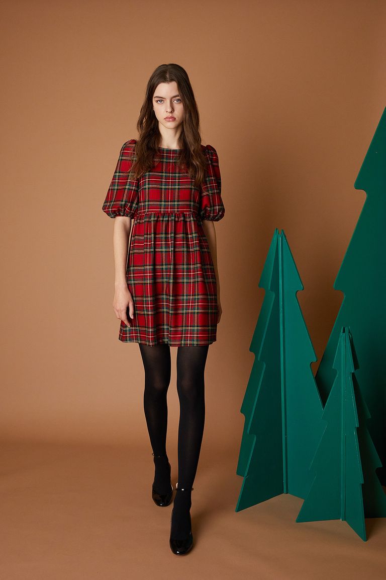 Wool tartan dress Women s Clothing Online Made in Italy