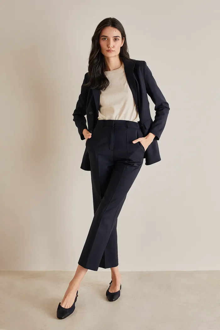 Womens Wool Tailored Trouser Black