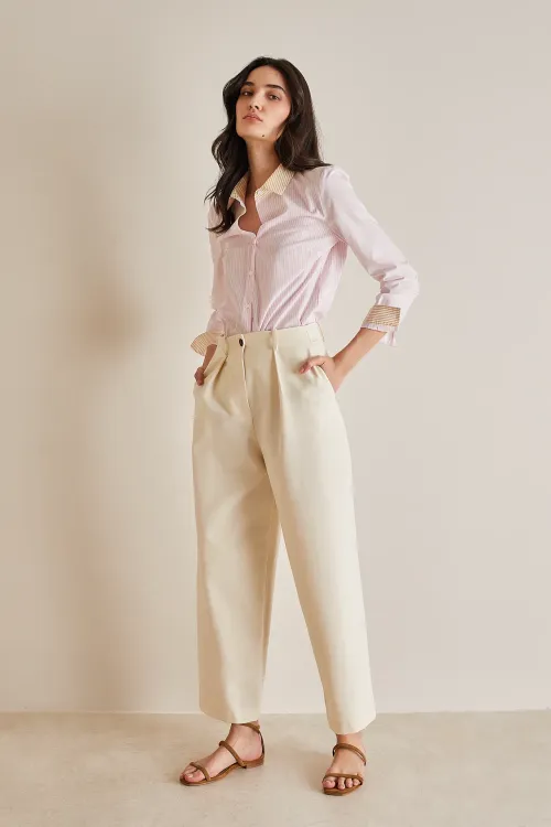 Cotton wide-leg trousers