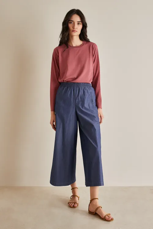 Pantaloni in cotone chambray