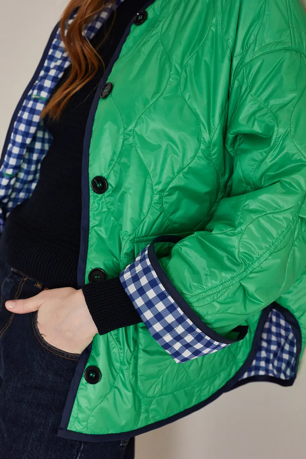Quilted jacket with gingham lining