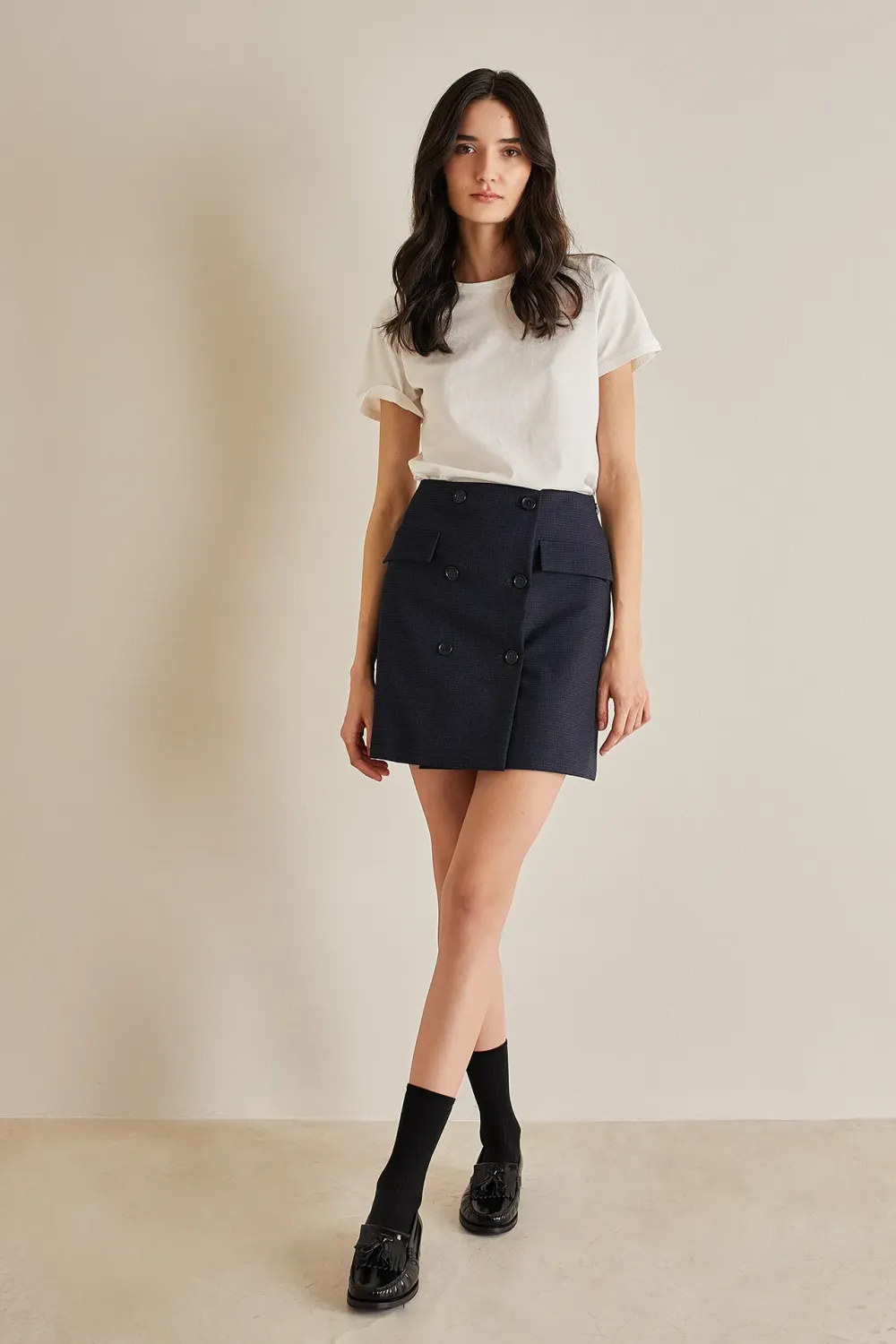 Buttoned A-line skirt