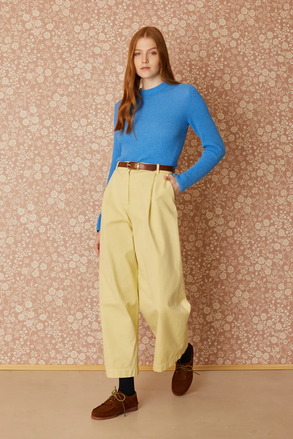 Wide-leg trousers in structured cotton