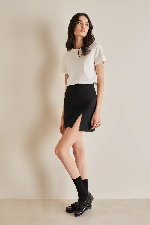 Front Slit Mini Skirt
