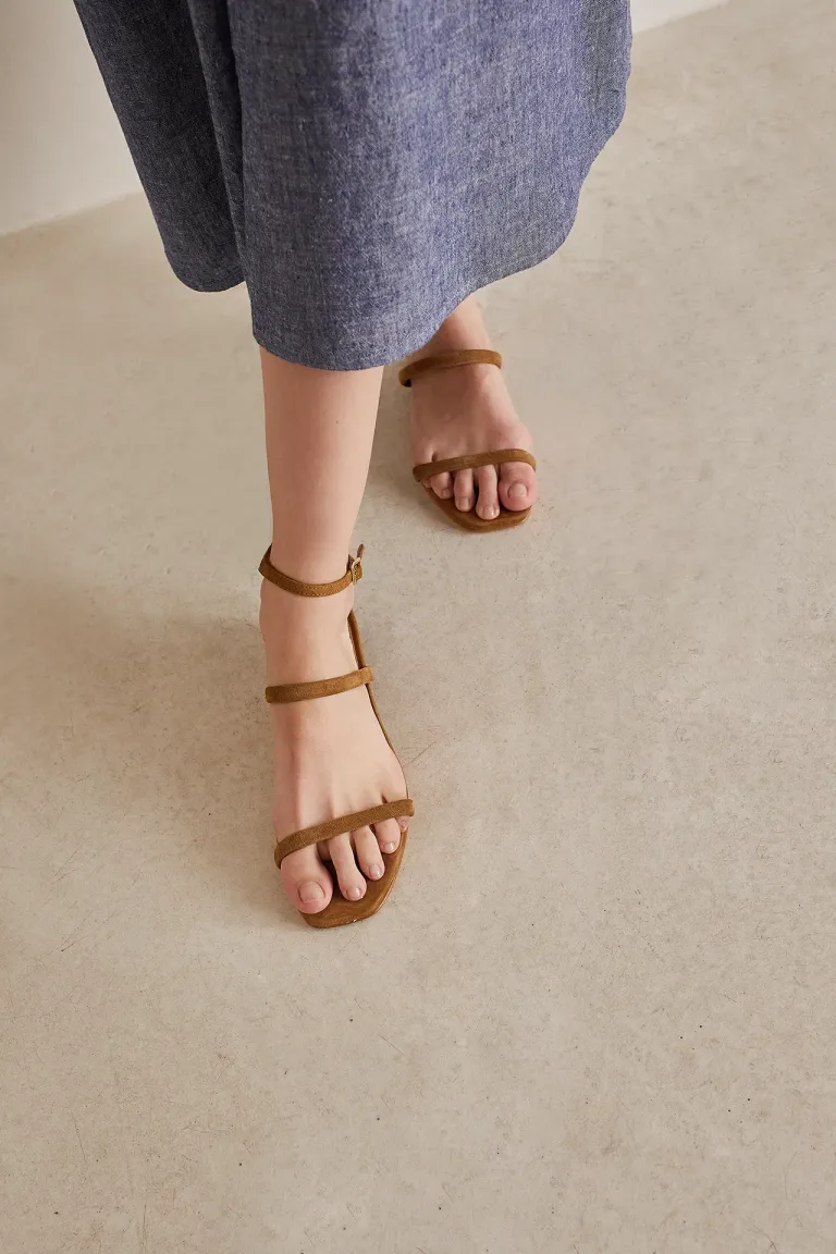 Bare sandals with ankle strap