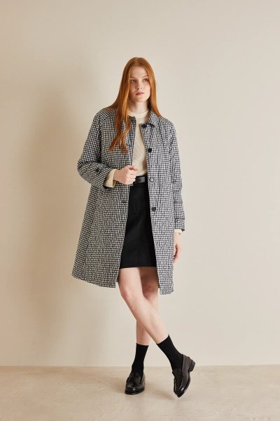 Vichy quilted overcoat