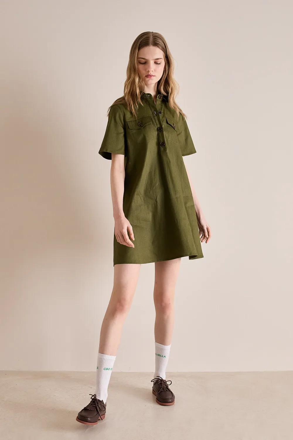Linen blend shirt-dress