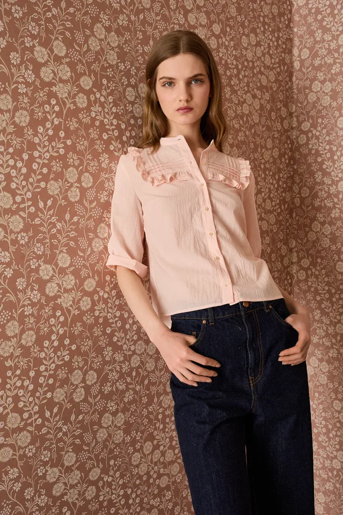 Shirt with ruffles and pleats - Women's Clothing Online Made in Italy