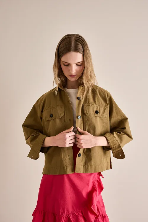 Cotton jacket with patch pockets