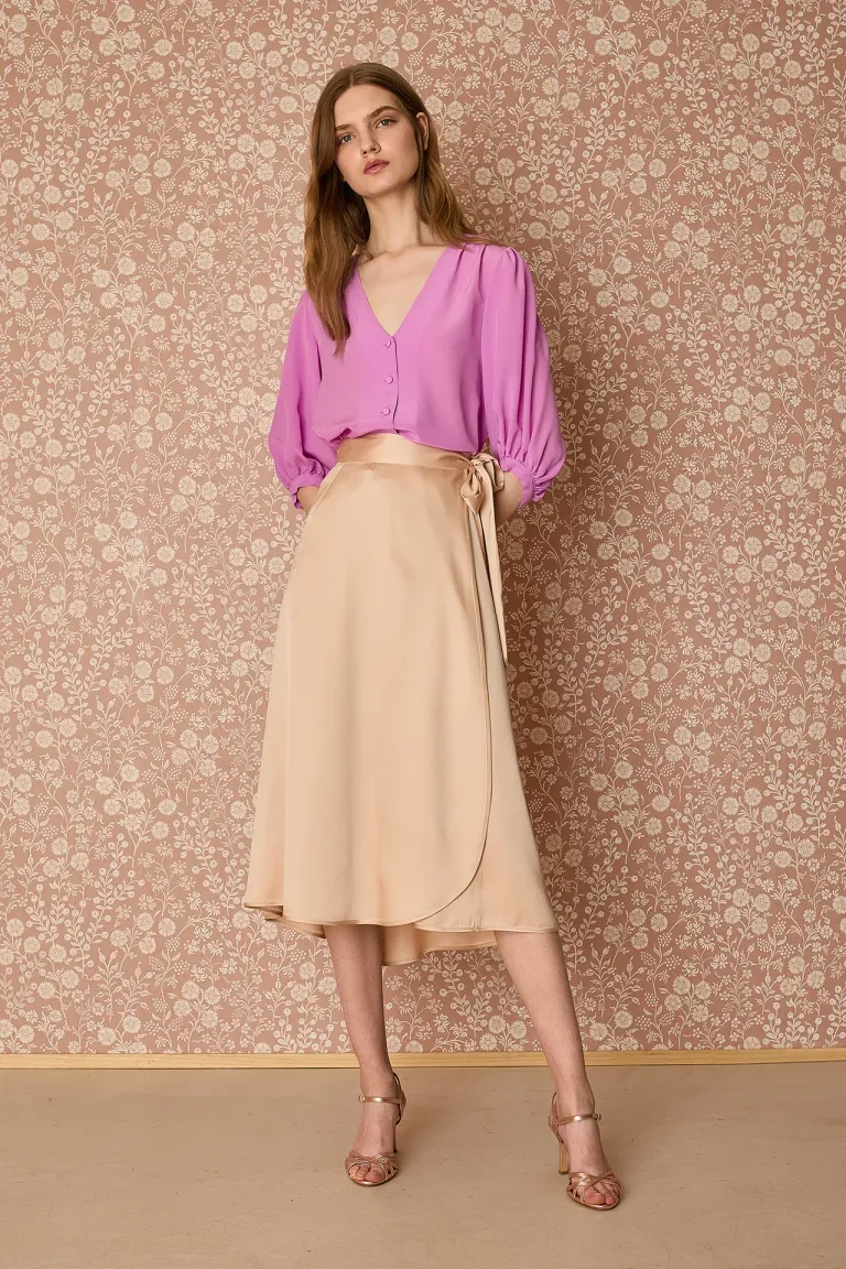 Silk wrap midi skirt - Women's Clothing Online Made in Italy