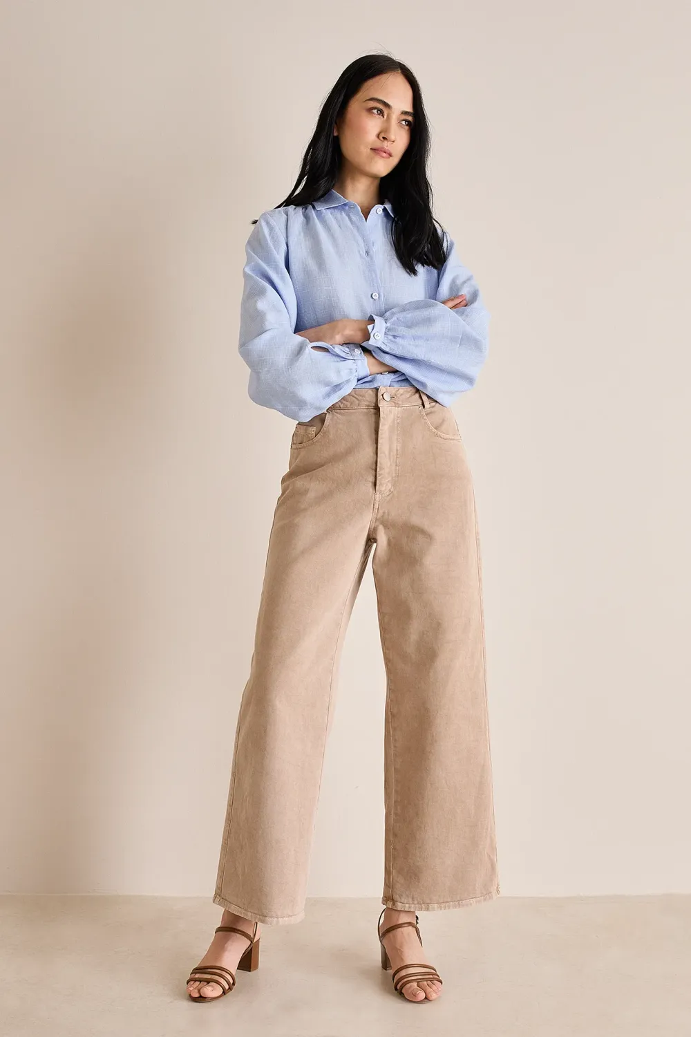 Garment-dyed cotton trousers